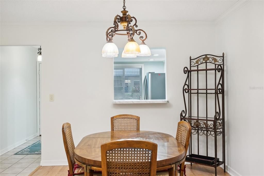 Matching lighting in dining room and hallway