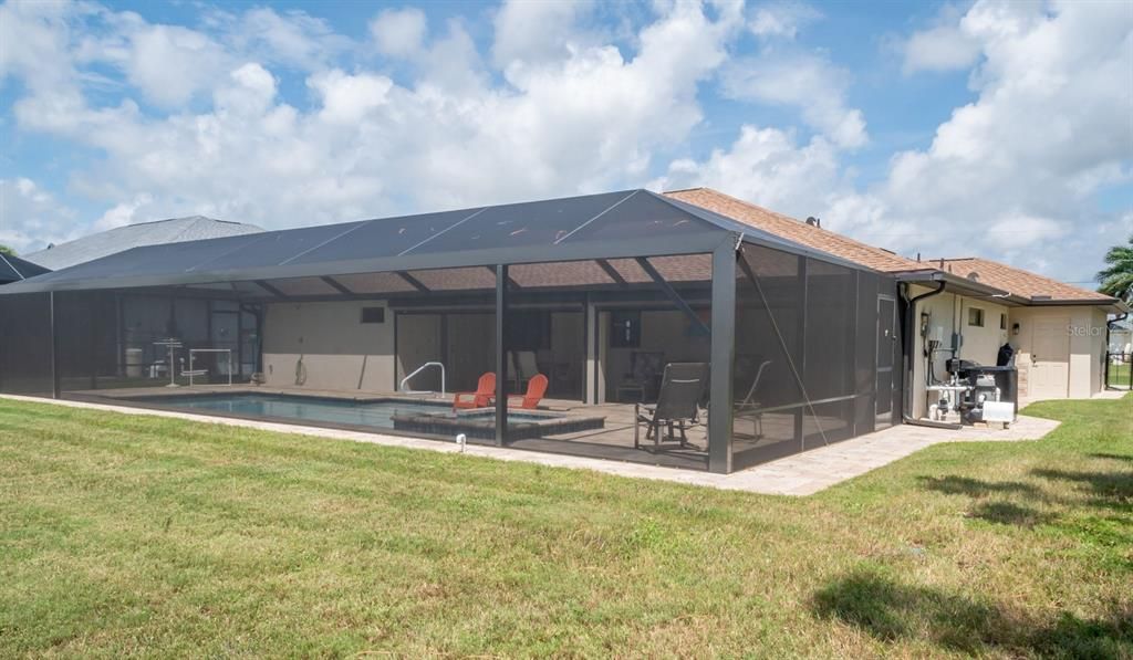 Panoramic view pool cage.