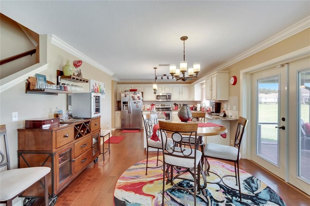 Dinette and kitchen with french doors to the back porch!