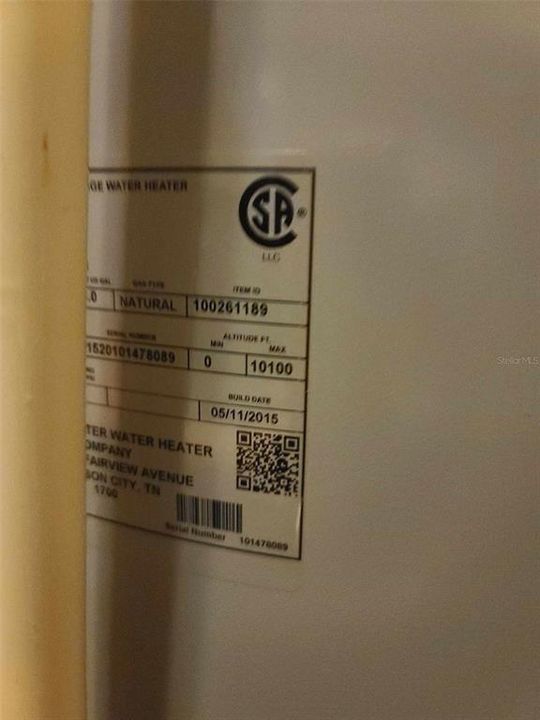 2015 Gas Water Heater