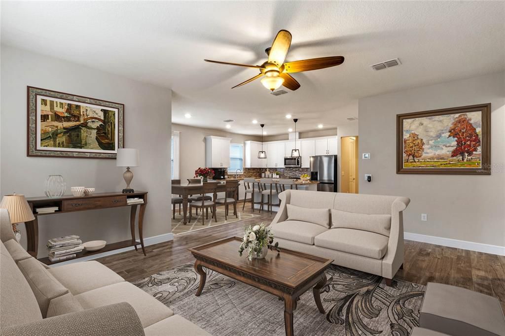 Family Room & Kitchen - Virtually Staged