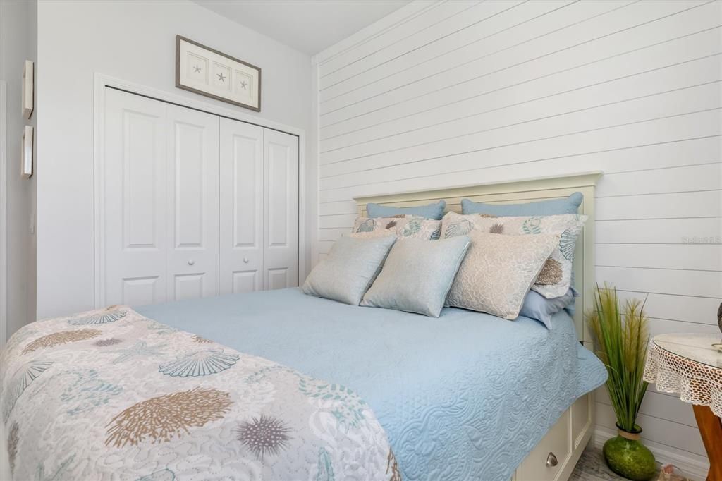 Bedroom #2 * Notice the Custom Shiplap accent wall