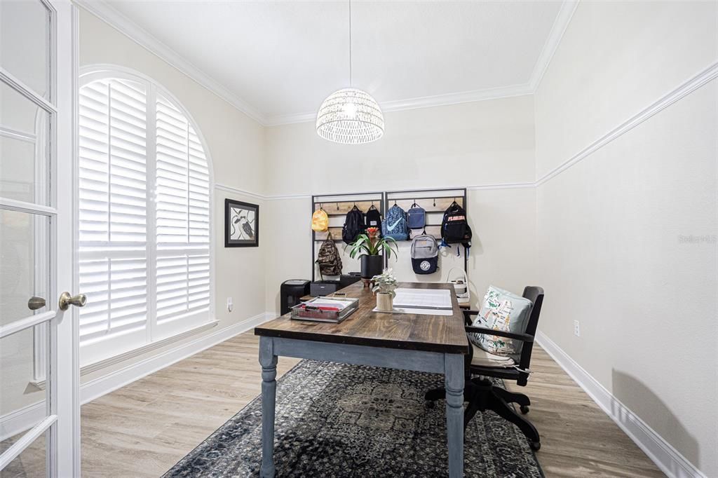 New plantation shutters also in living room, dining room, and two bedrooms.