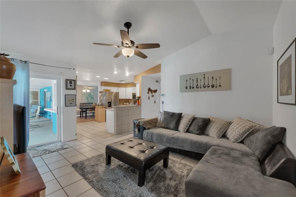 living room connected to kitchen