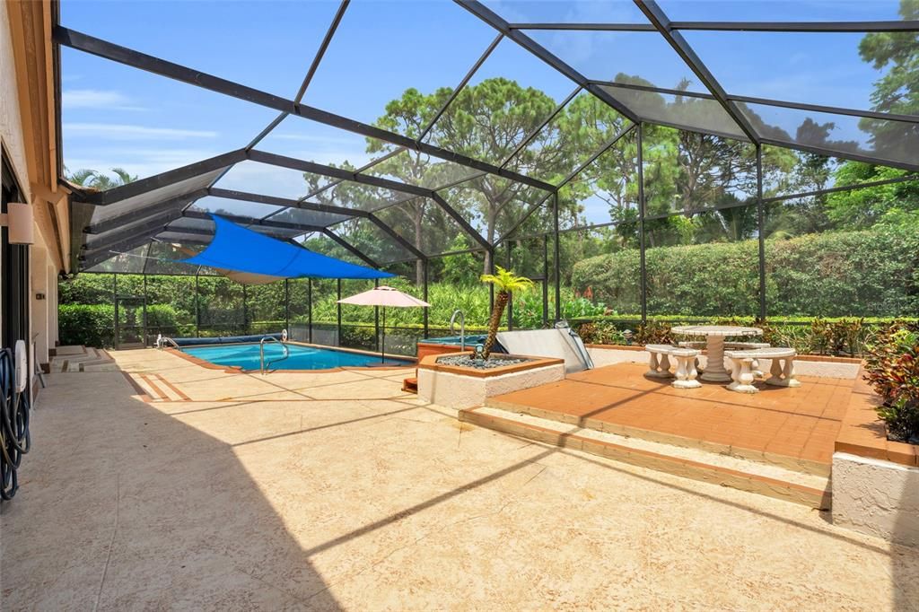 View of pool featuring a patio area and tropical landscaping