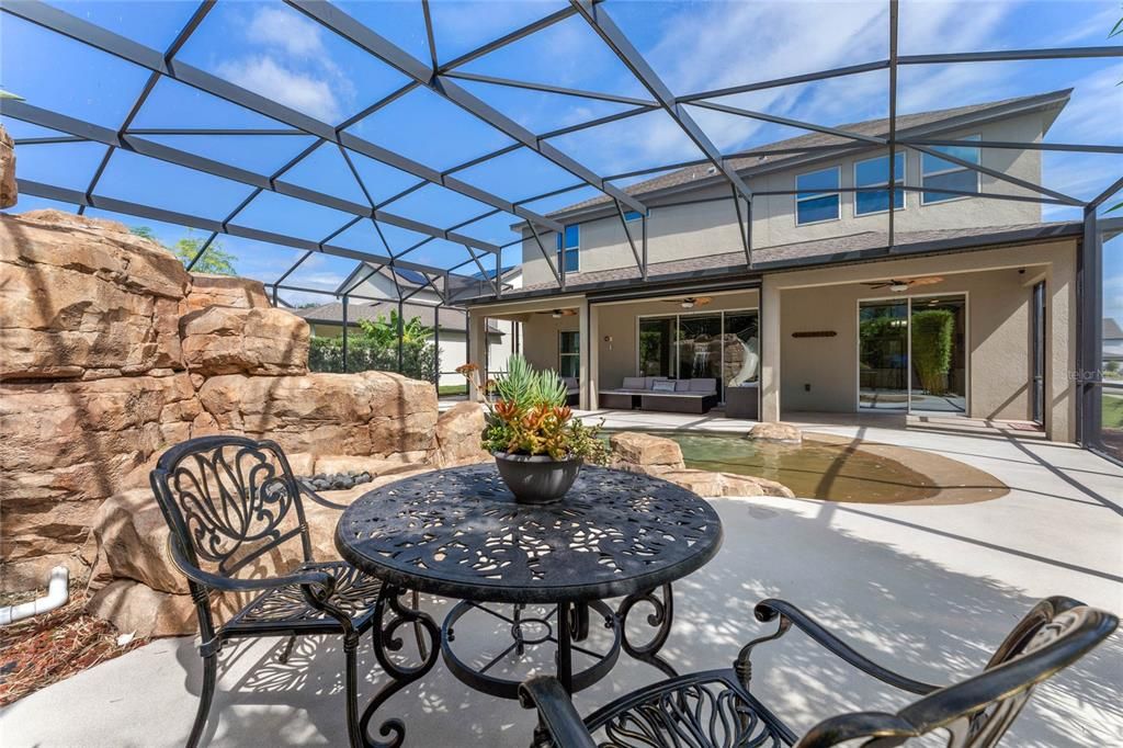 Pool Deck w/ Built-in Stone Firepit