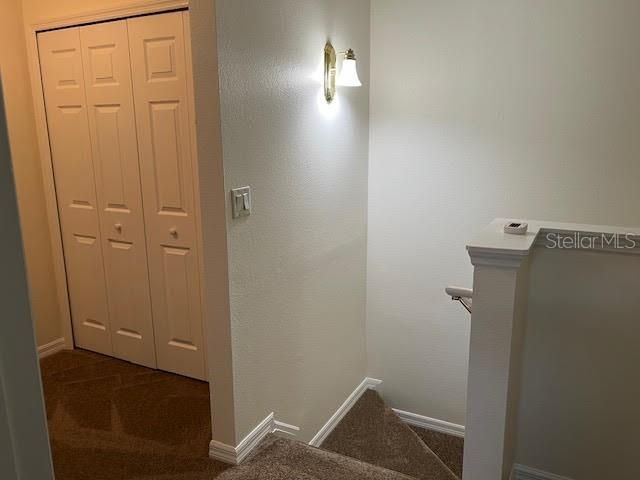 Looking down stairwell & Laundry Closet