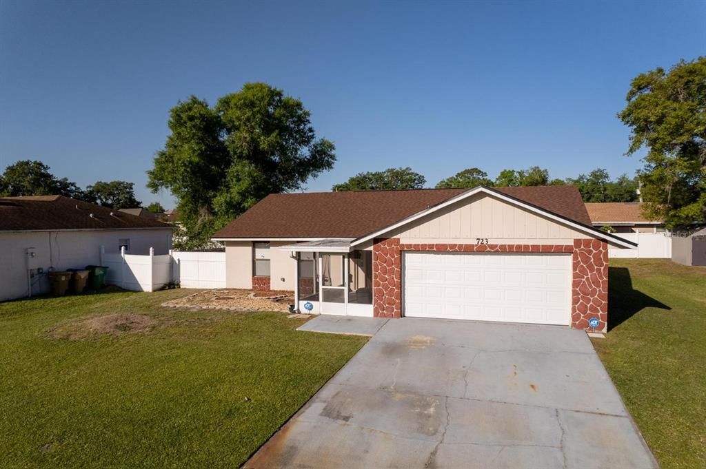 Front view of the house showing the attached garage