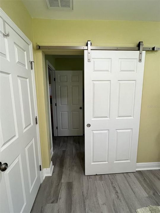 BARN DOOR FROM MASTER BEDROOM TO BATHROOM