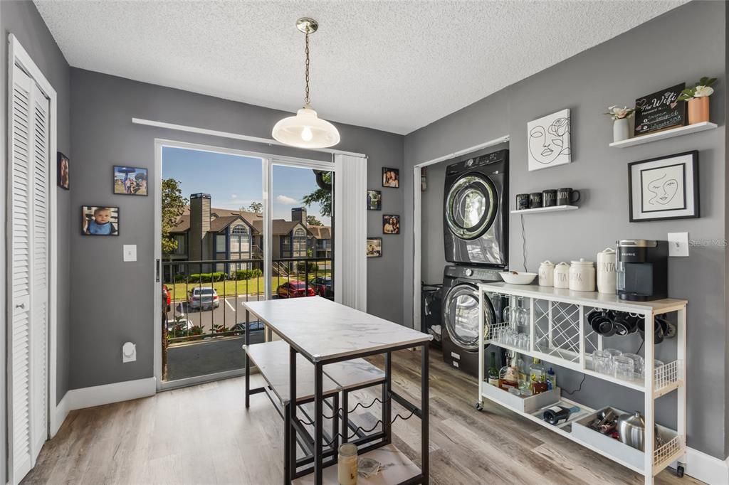 Dining room overlooks the patio