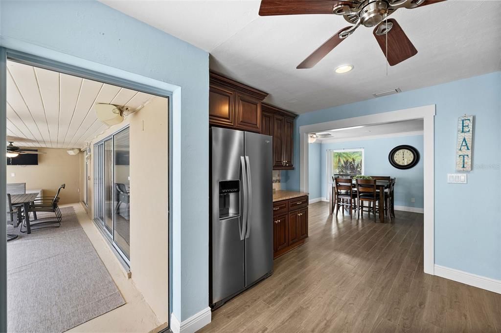 View from the kitchen with patio access.