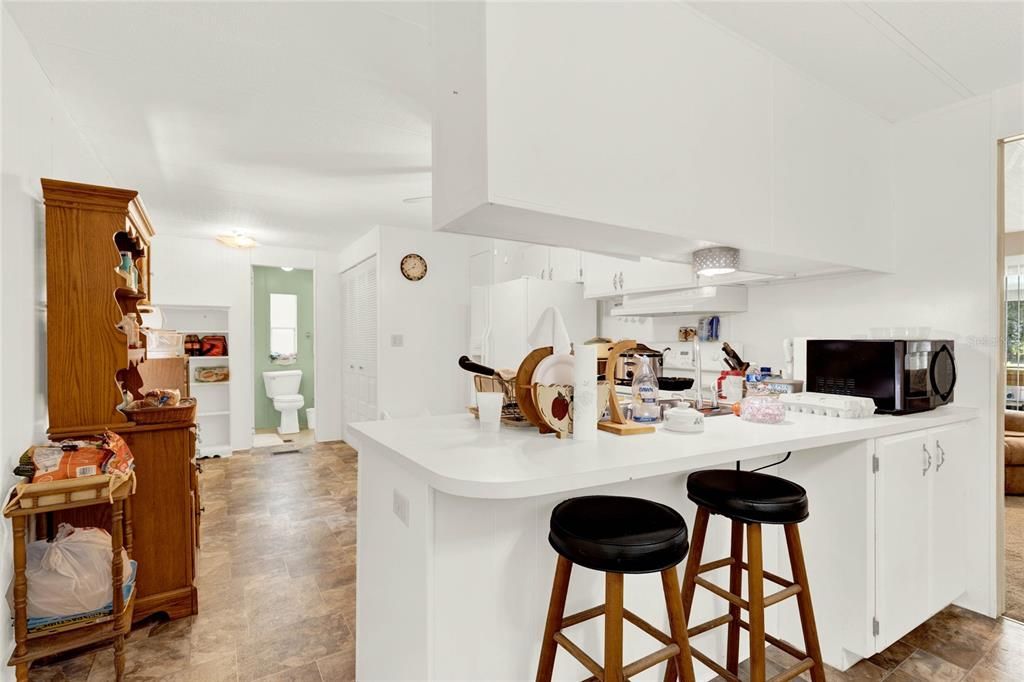 Kitchen has a Breakfast bar