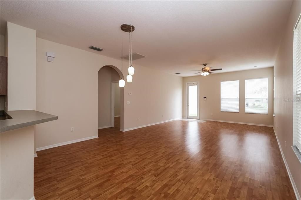 Great room and dining area - open floor plan