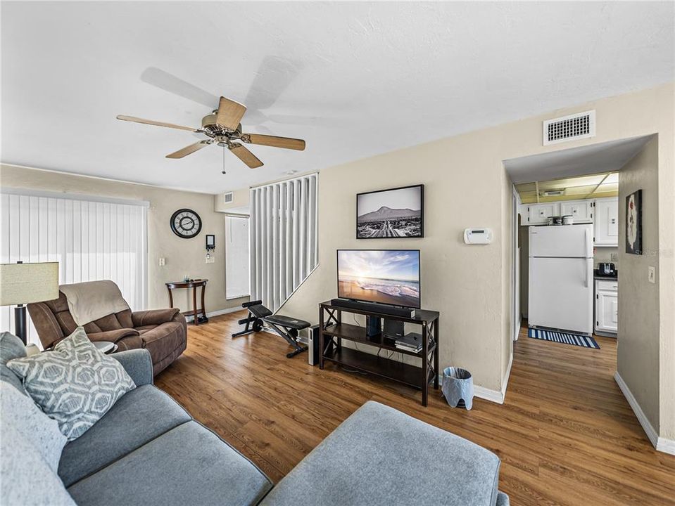 Living room looking into kitchen