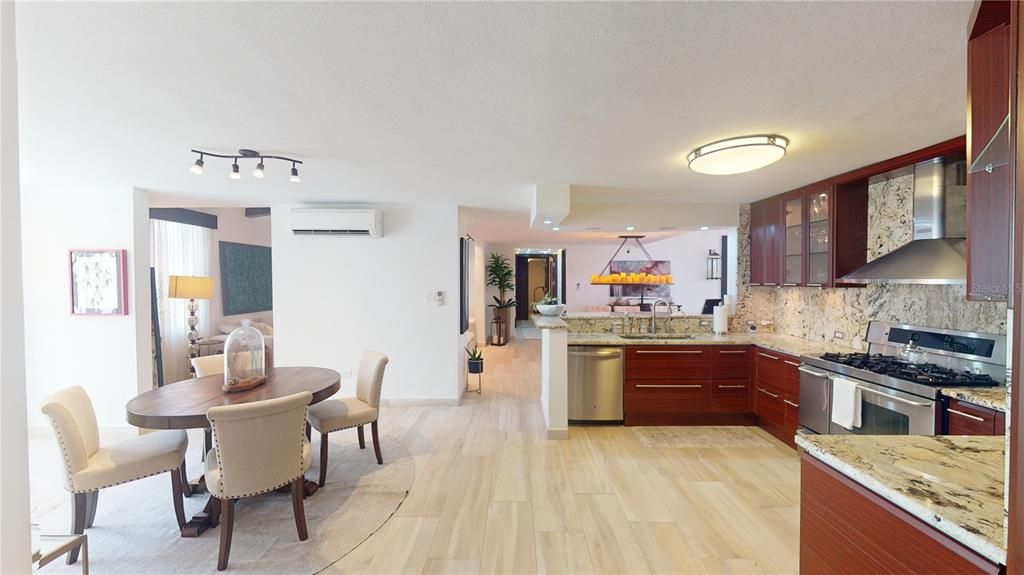 Breakfast nook and kitchen.