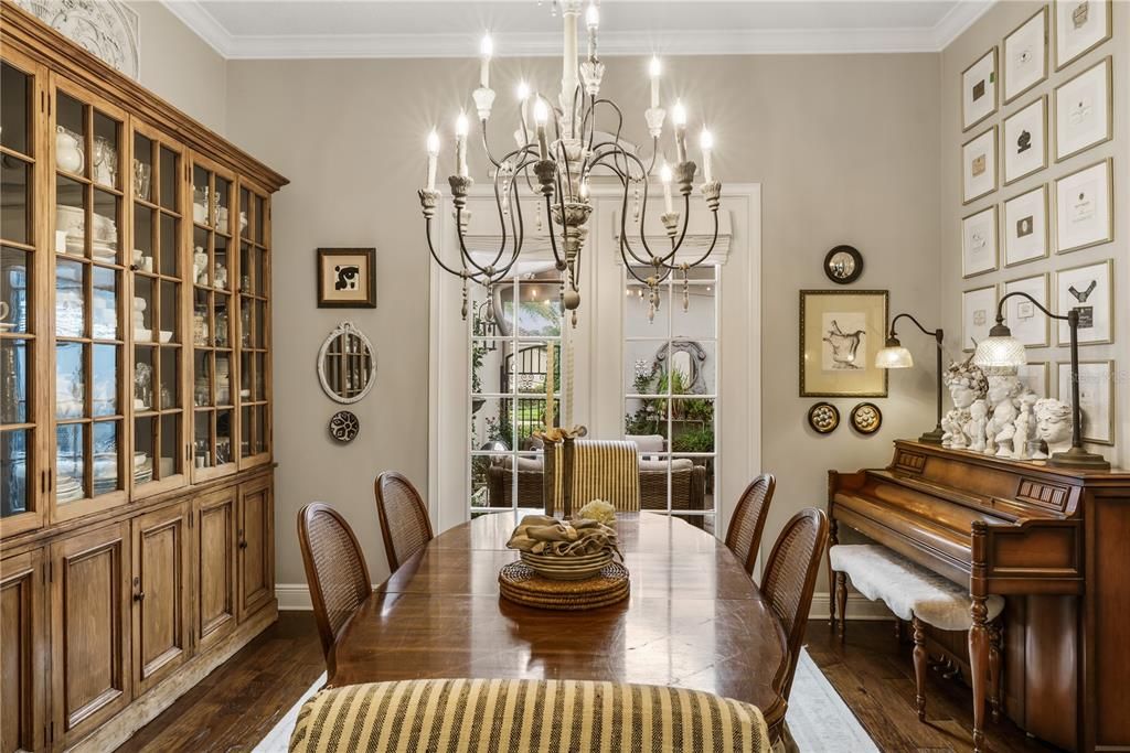 Dining room has French doors to the front courtyard allowing for easy entertaining!