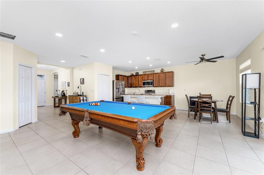 Pool table in family room