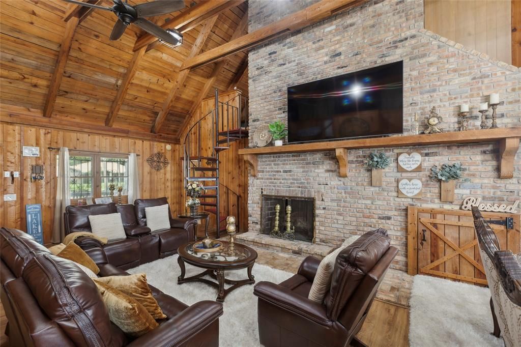 Family Room staircase leads to another bedroom