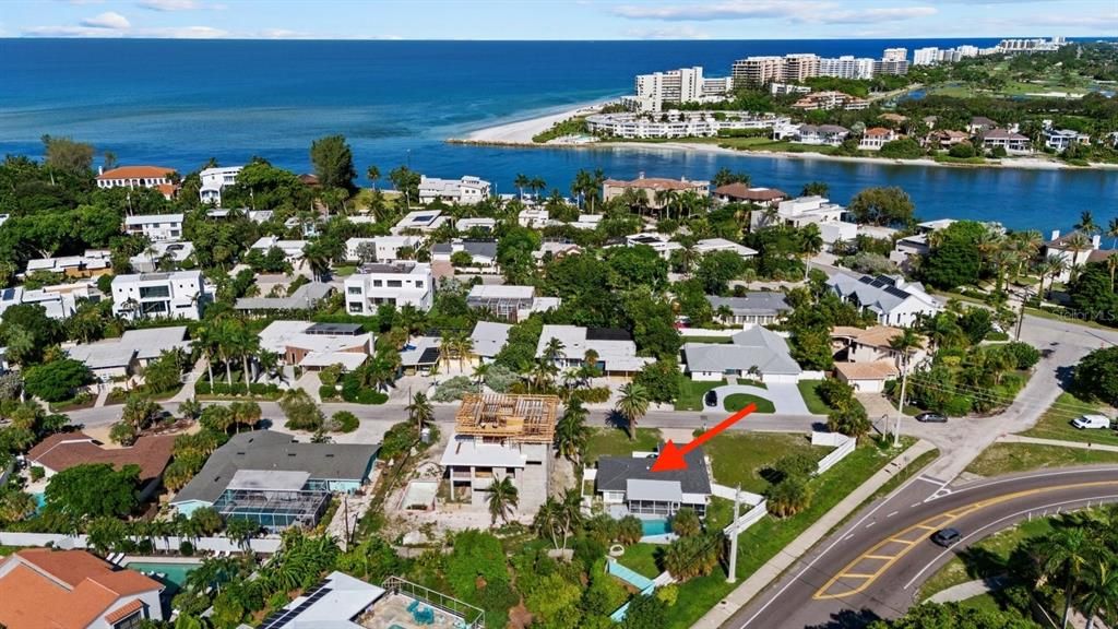 View from above looking northwest to south end of Longboat Key/Longboat Key Club.