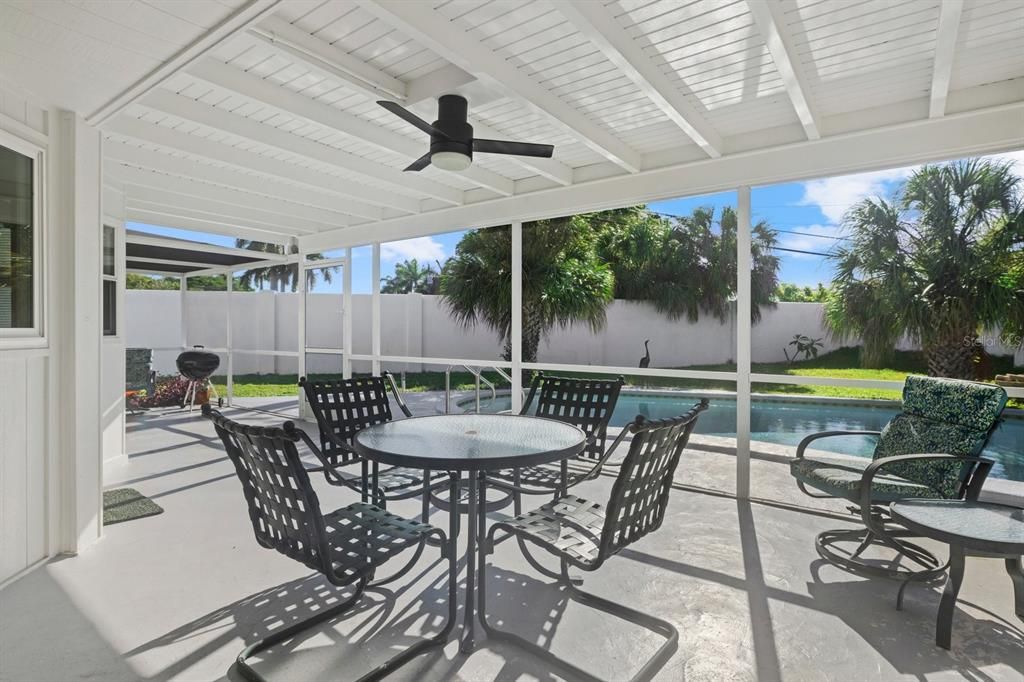 Screened and covered patio.