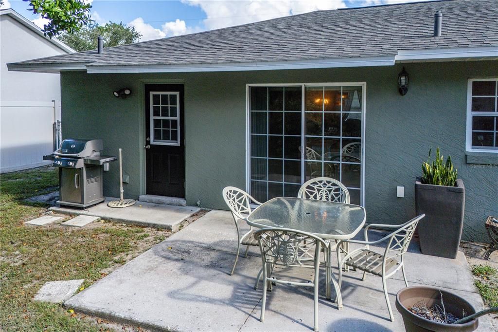 Rear Patio just off dining area