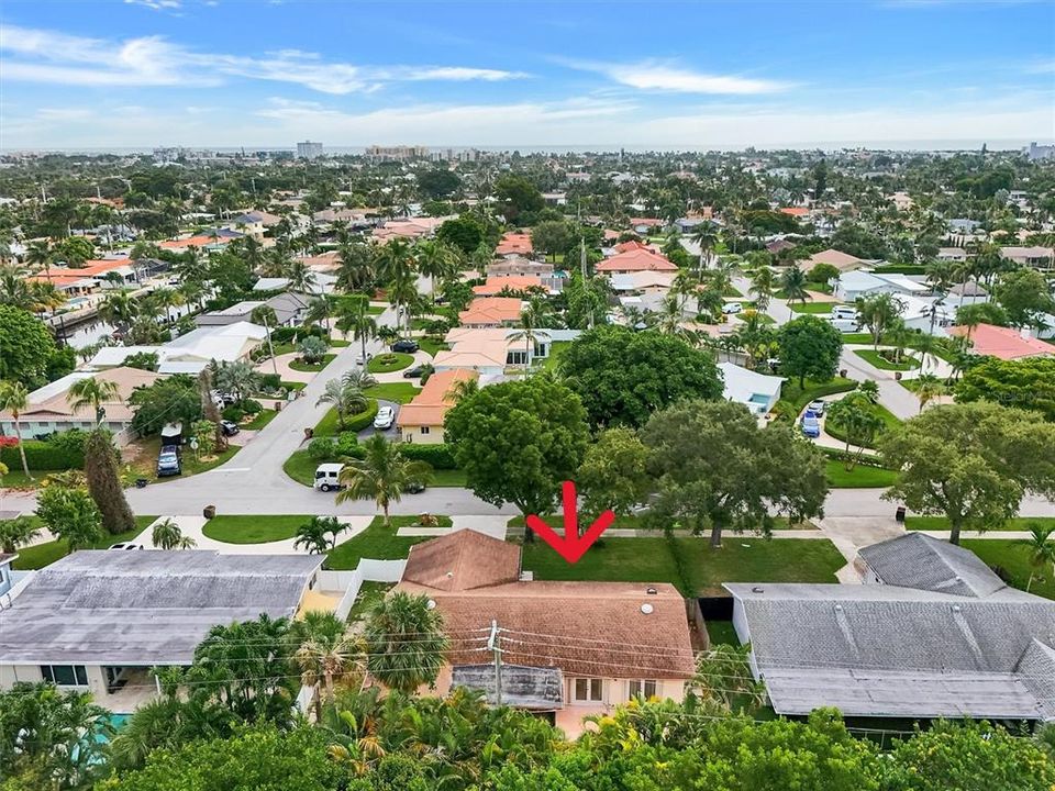 Aerial of home and neighborhood