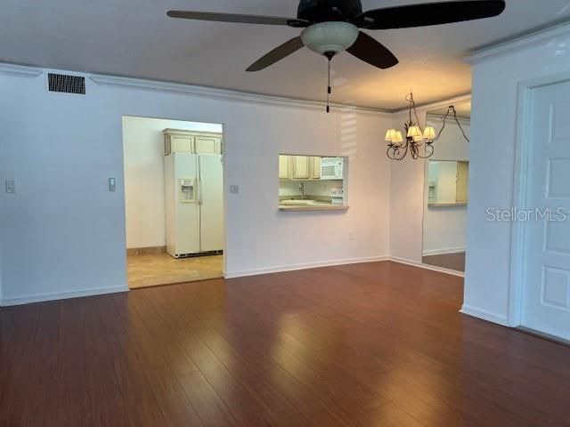 Living Room looking into Dining Room and Kitchen