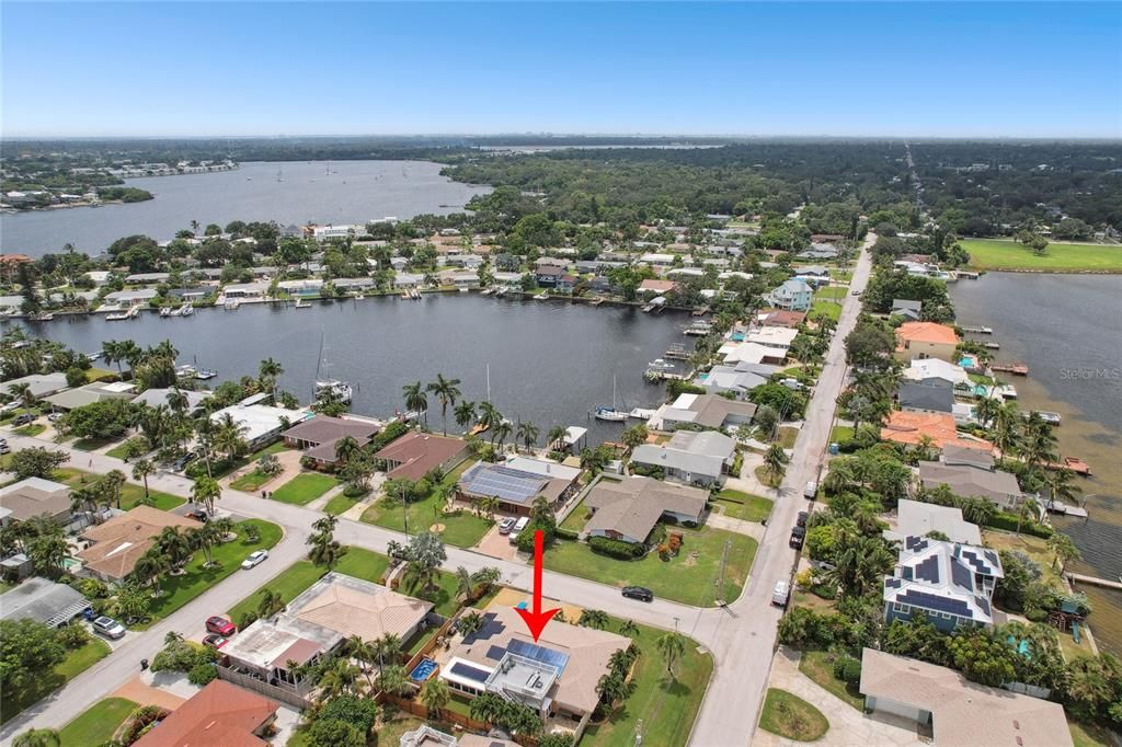 View of the inlet across the street to west, opens to Bay and Ocean