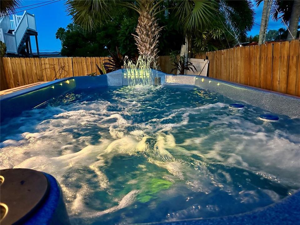 Swim Spa has lights, red, green and blue