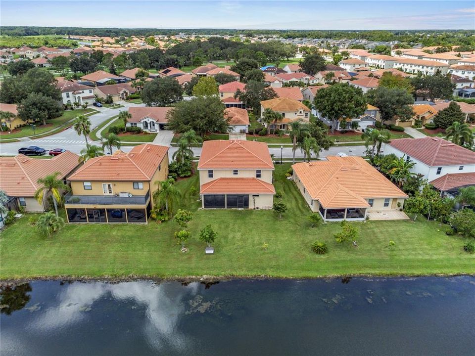 Aerial view of the back of the hou