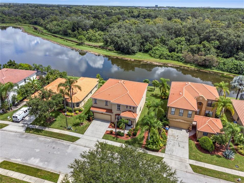 Aerial view of the front of the home