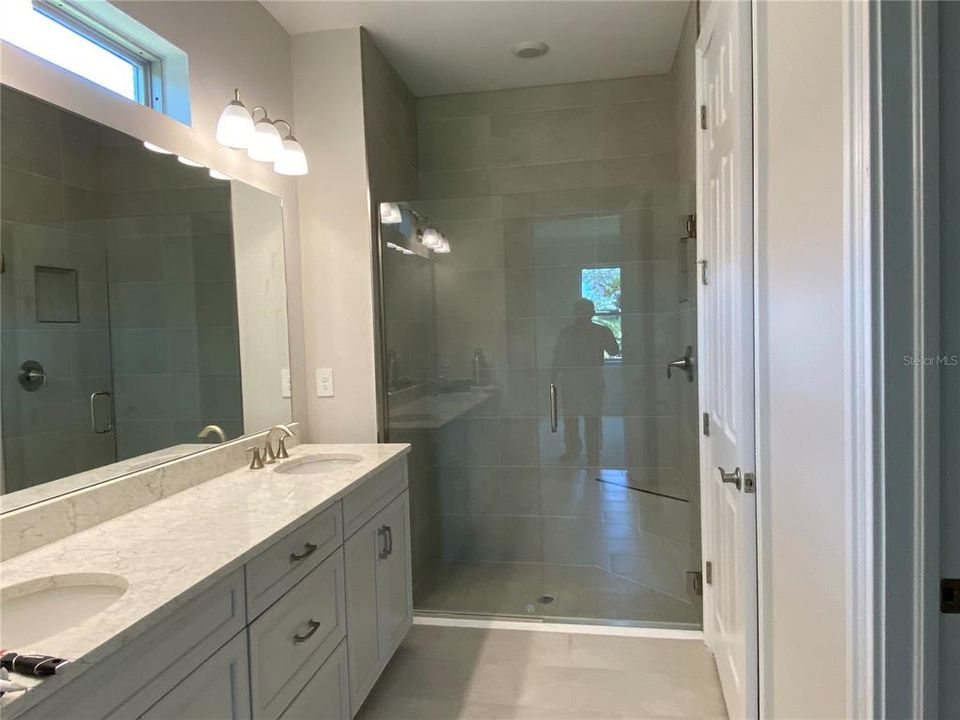 Master Bath with dual sinks and walk in shower