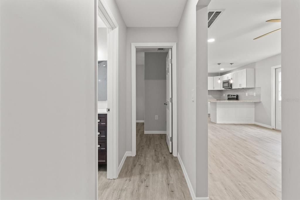 Hallway... Looking into Master Bedroom...Bathroom on Left