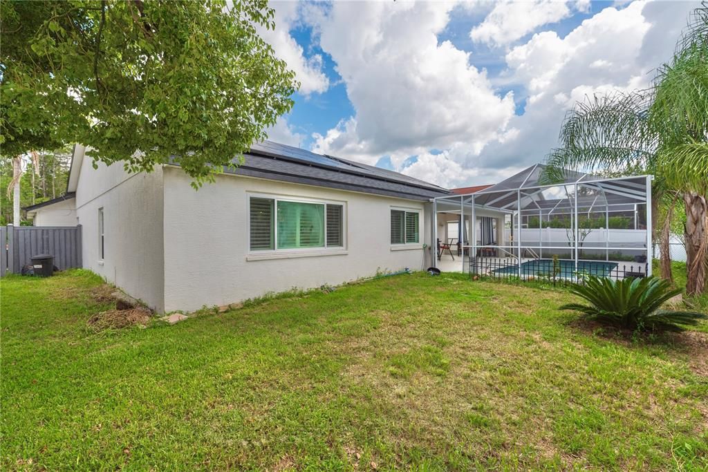 Fenced back yard.