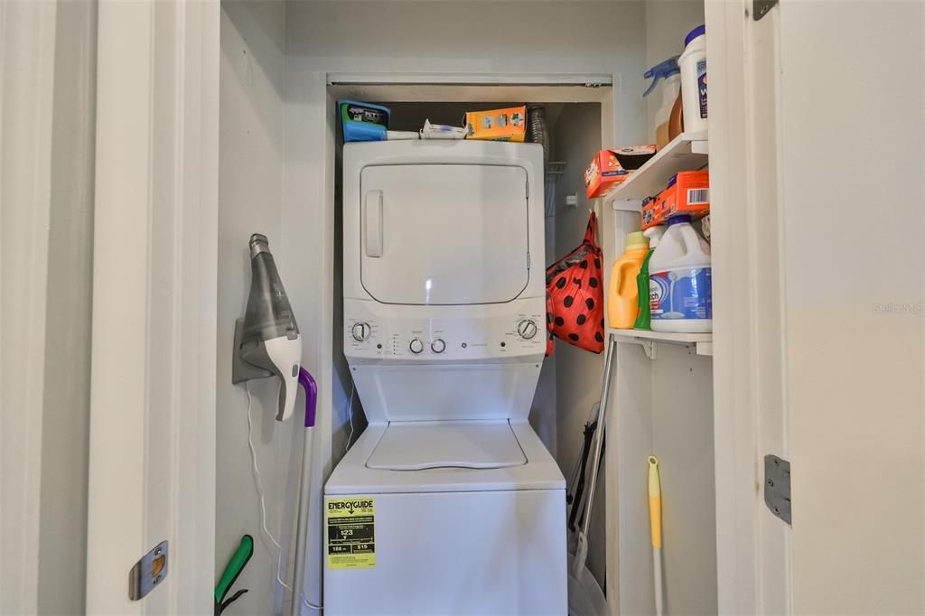 Laundry. Owners enlarged the closet space