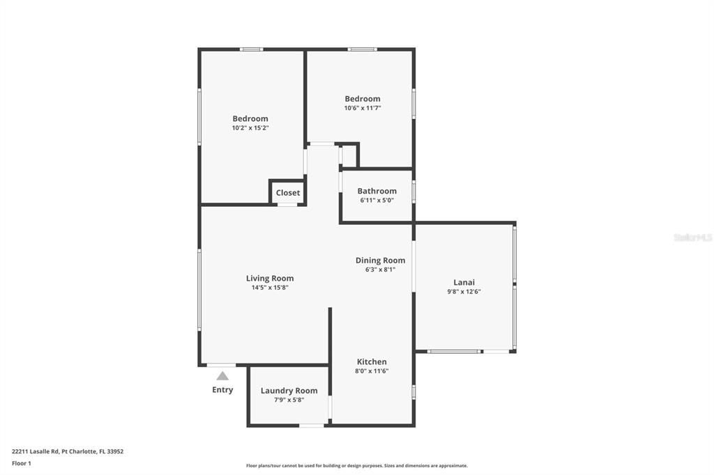 For Sale: $236,500 (2 beds, 1 baths, 840 Square Feet)