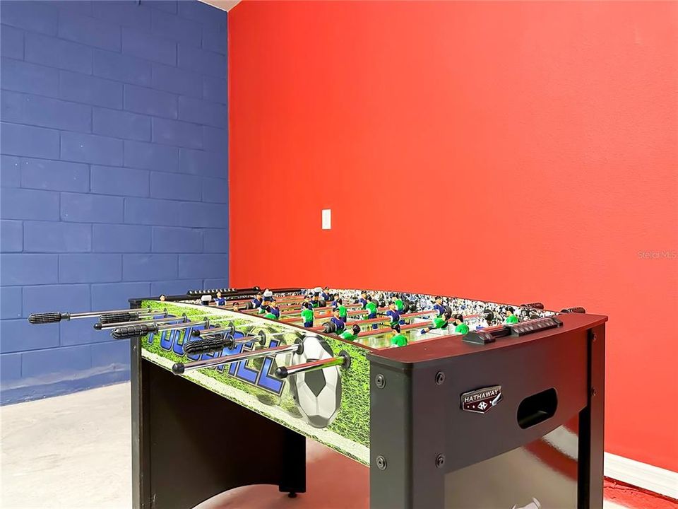 Garage converted to game room