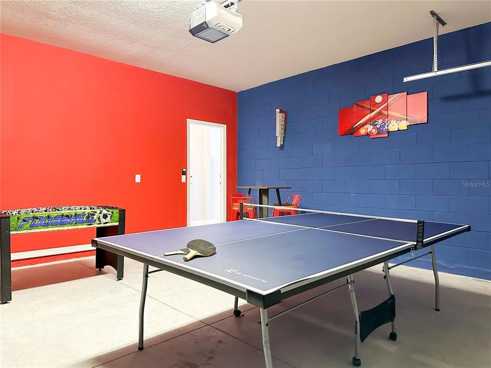 Garage converted to game room