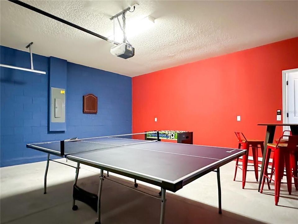 Garage converted to game room