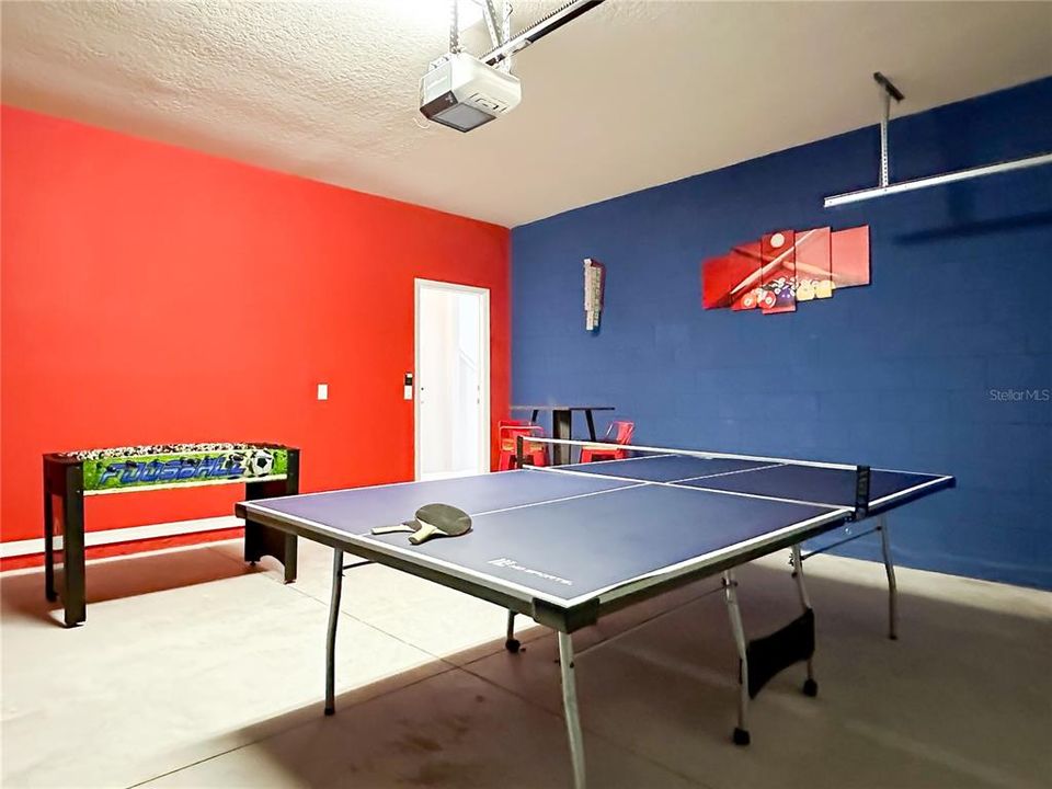 Garage converted to game room