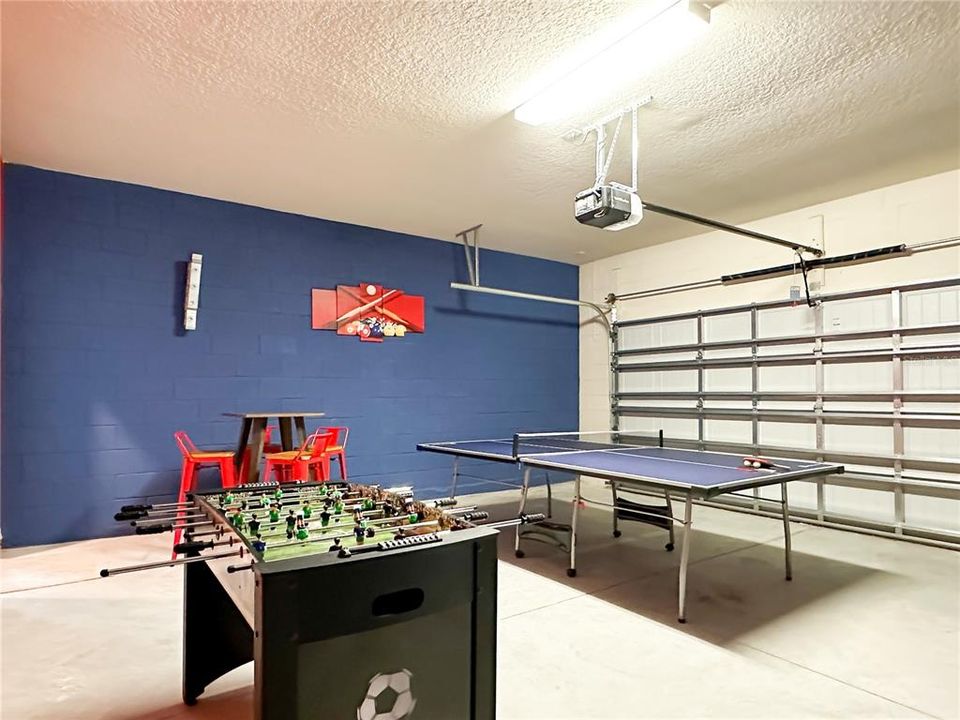 Garage converted to game room