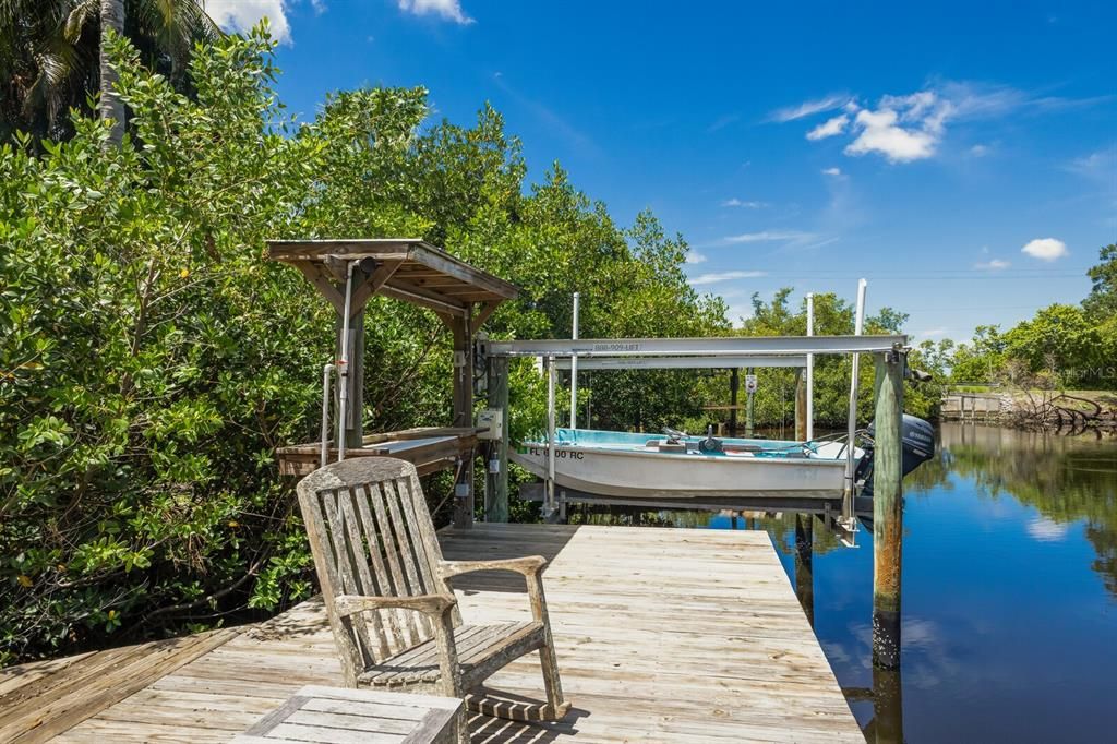 Dock With Fish Cleaning Table, Shower, and Lift