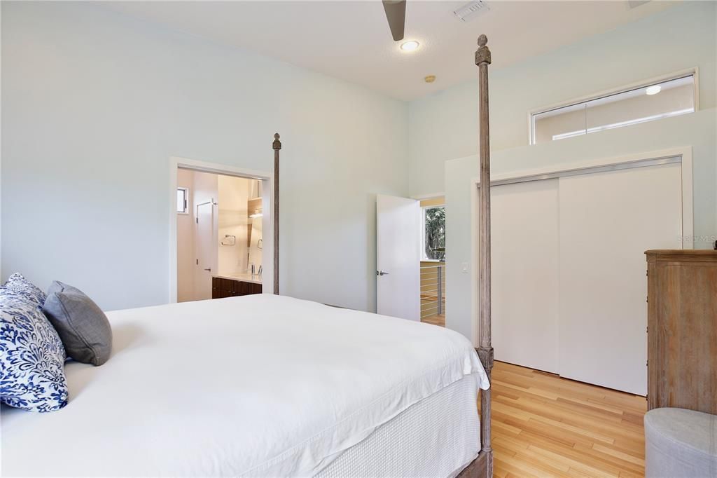 Second floor primary bedroom with walk in and built in closets