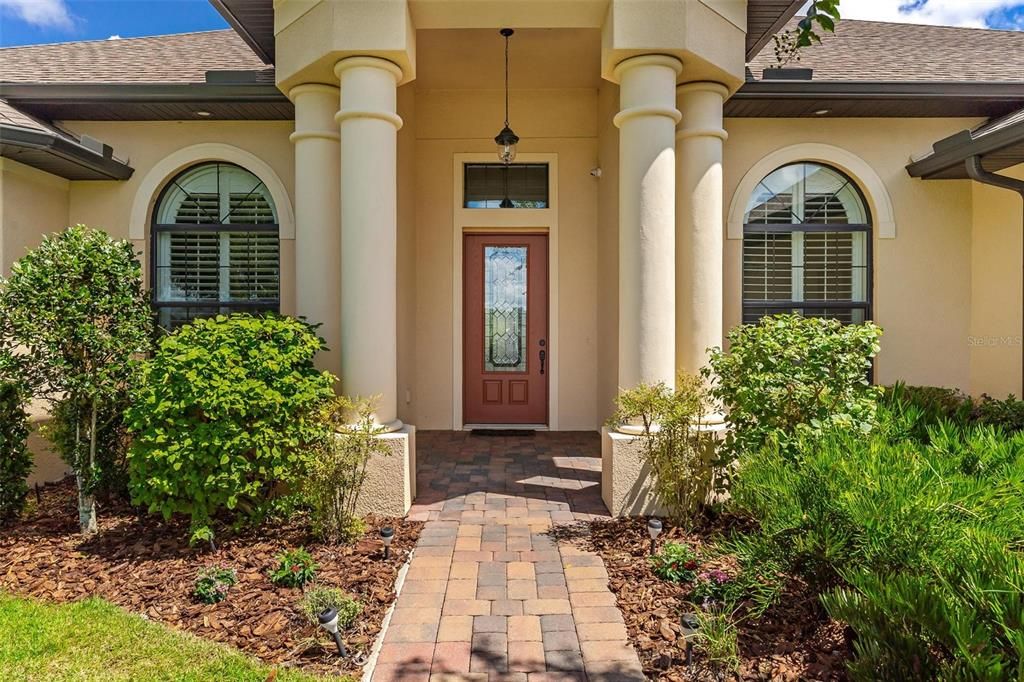 Front Entry with Custom Beveled Glass Door!