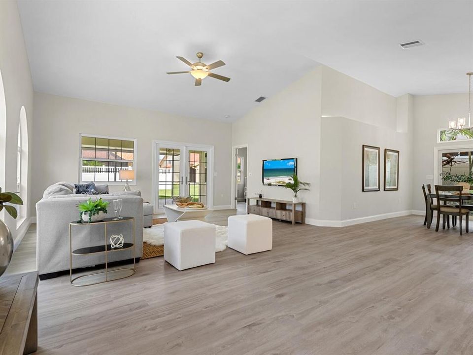 Living area looking from front door entry