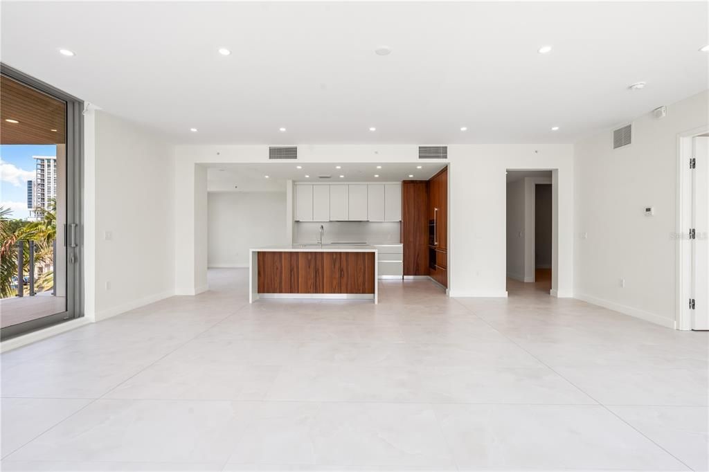 Livingroom , kitchen and separate dining room to the left.