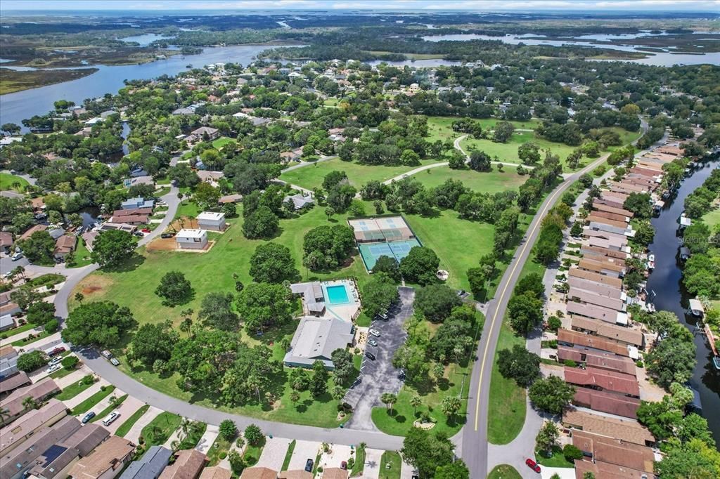 Community clubhouse and pool