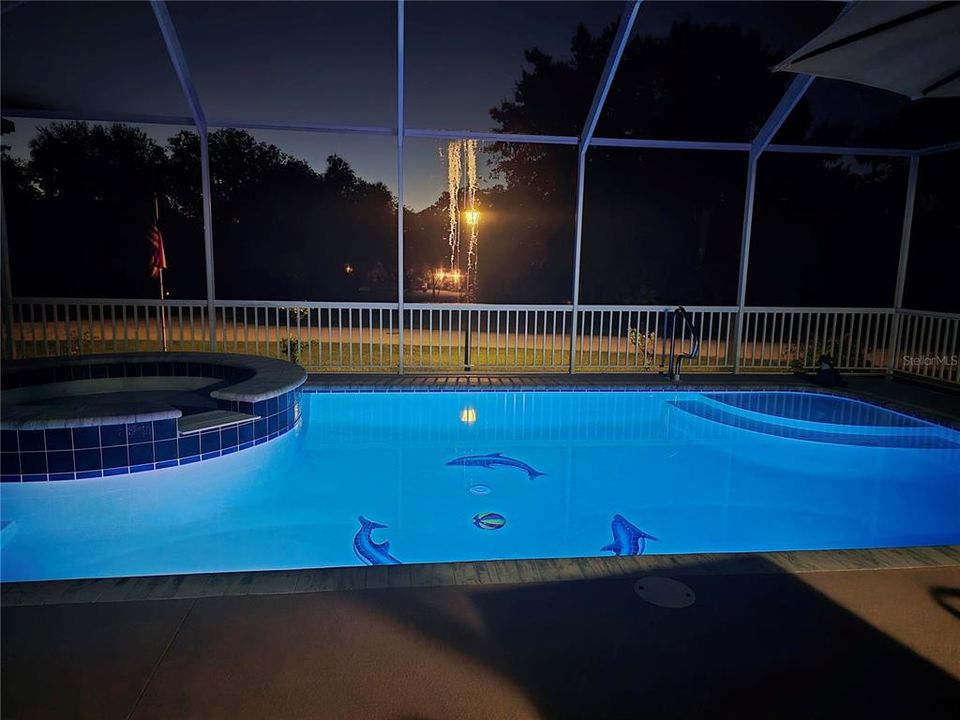 Night lights in pool