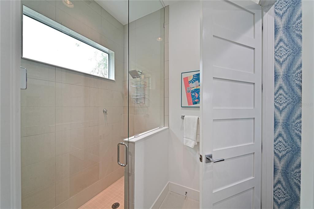 Downstairs shower off of study