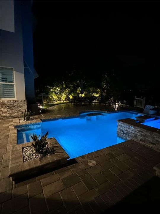 Night shot of pool